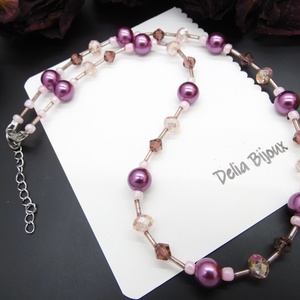 Colier handmade -margele nisip, margele sticla (cod1202) - bijuterii - coliere - coliere din mărgele - Artynos.ro