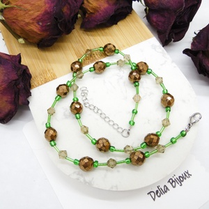 Colier handmade -margele nisip, margele sticla (cod1200) - bijuterii - coliere - coliere din mărgele - Artynos.ro