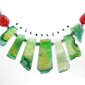 Colier statement cu agate naturale și mărgele de scoică (cod1358) - bijuterii - coliere - coliere din pietre semiprețioase - Artynos.ro