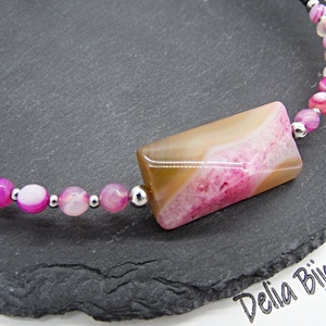 Colier statement din agate naturale pandantiv agat fațetat, handmade, design modern (cod1360) - bijuterii - coliere - coliere din pietre semiprețioase - Artynos.ro