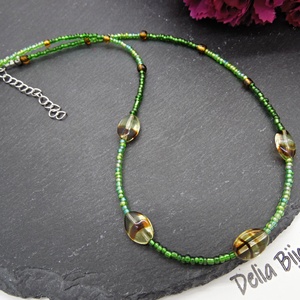 Colier - choker unicat din margele de nisip si sticlă Cehia (cod1363) - bijuterii - coliere - coliere din mărgele - Artynos.ro