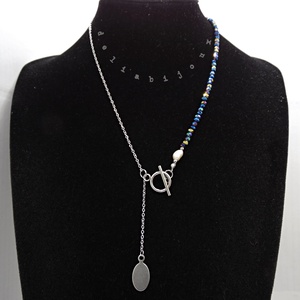 Colier handmade versatil - cristale electroplacate, perla de cultură (cod1367) - bijuterii - coliere - coliere din mărgele - Artynos.ro