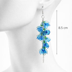 Cercei statement handmade unicat - PET-uri (plastic) reciclate - flori (cod1315), Bijuterii, Cercei, Cercei lungi, Confectionarea bijuteriilor, Produse fabricate din materiale reciclate, ARTYNOS