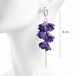Cercei Handmade unicat cu flori mov (cod1299, Bijuterii, Cercei, Cercei lungi, Confectionarea bijuteriilor, ARTYNOS