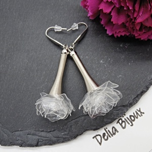 Cercei statement florali din plastic reciclat handmade, unicat (cod1371) - bijuterii - cercei - cercei lungi - Artynos.ro