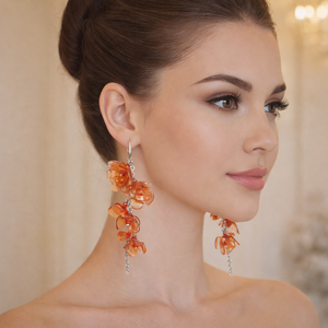 Cercei handmade din plastic reciclat model floral, colorati (cod1266), Bijuterii, Cercei, Cercei lungi, Confectionarea bijuteriilor, Produse fabricate din materiale reciclate, ARTYNOS