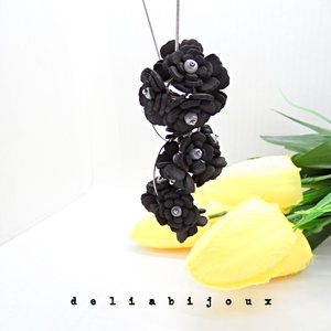 Set bijuterii cu flori negre (cod1380) - bijuterii - seturi de bijuterii - Artynos.ro
