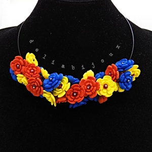Colier handmade statement - Tricolorul Romaniei (cod1382) - Artynos.ro