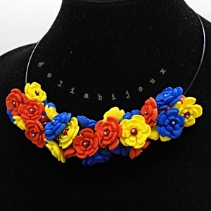 Colier handmade statement - Tricolorul Romaniei (cod1382) - bijuterii - coliere - coliere din mărgele - Artynos.ro