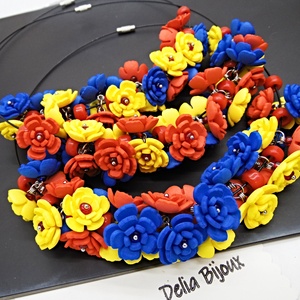 Colier handmade statement - Tricolorul Romaniei (cod1382) - bijuterii - coliere - coliere din mărgele - Artynos.ro