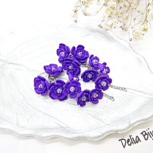 Cercei Handmade unicat cu flori mov (cod1383) - bijuterii - cercei - cercei lungi - Artynos.ro