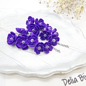 Cercei Handmade unicat cu flori mov (cod1383) - bijuterii - cercei - cercei lungi - Artynos.ro