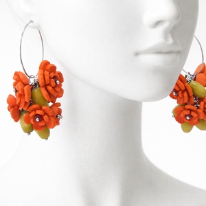 Cercei handmade cu flori rosii (cod1401) - Artynos.ro