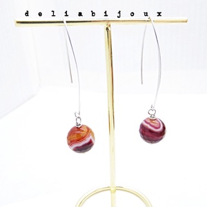 Cercei handmade lungi cu agat natural fațetat (cod1404) - bijuterii - cercei - cercei din pietre semiprețioase - Artynos.ro