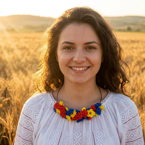 Colier handmade statement - Tricolorul Romaniei (cod1382), Bijuterii, Coliere, Coliere din margele, Confectionarea bijuteriilor, ARTYNOS