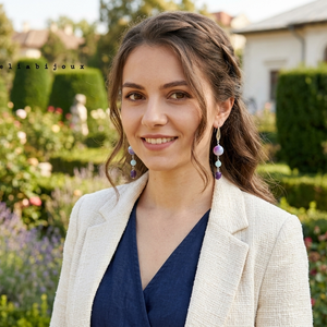 Cercei handmade lungi - Persian jad, angelit si ametist bijuterie cu pietre naturale (cod1408) - Artynos.ro