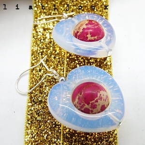 Cercei handmade unicat - opalit si regalite - tortite argint  - bijuterii - cercei - cercei din pietre semiprețioase - Artynos.ro