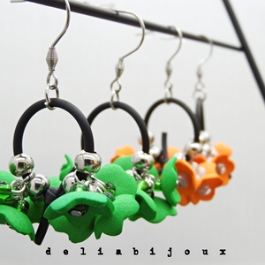 Cercei handmade statement unicat - design floral (cod1104) - bijuterii - cercei - cercei lungi - Artynos.ro