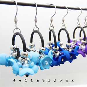 Cercei handmade statement unicat - design floral (cod1104) - bijuterii - cercei - cercei lungi - Artynos.ro