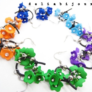 Cercei handmade statement unicat - design floral (cod1104) - bijuterii - cercei - cercei lungi - Artynos.ro