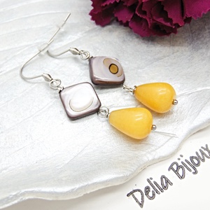 Cercei handmade din jad și sidef, cu oțel inoxidabil (cod1412) - bijuterii - cercei - cercei din pietre semiprețioase - Artynos.ro