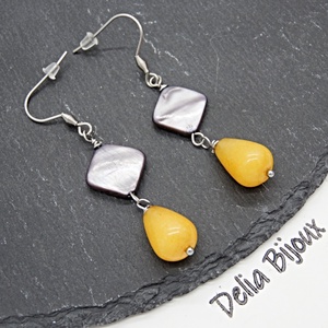 Cercei handmade din jad și sidef, cu oțel inoxidabil (cod1412) - bijuterii - cercei - cercei din pietre semiprețioase - Artynos.ro