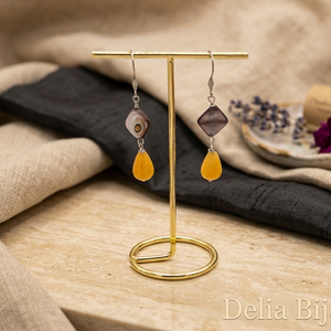 Cercei handmade din jad si sidef, cu otel inoxidabil (cod1412) - Artynos.ro