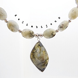 Colier elegant cu labradorit fatetat si pandantiv labradorit (cod1416) - bijuterii - coliere - coliere cu pandative - Artynos.ro