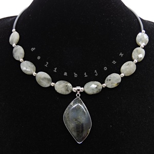 Colier elegant cu labradorit fatetat si pandantiv labradorit (cod1416) - Artynos.ro