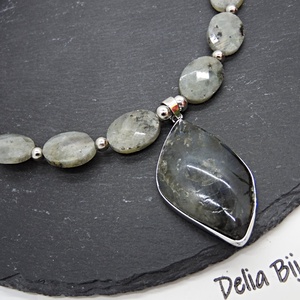 Colier elegant cu labradorit fatetat si pandantiv labradorit (cod1416) - bijuterii - coliere - coliere cu pandative - Artynos.ro