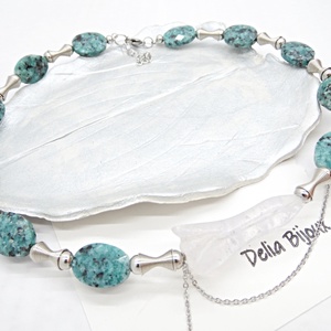 Colier Statement Blue Harmony Jasp Albastru și Cristal de Stâncă Asimetric (cod1418) - bijuterii - coliere - coliere din mărgele - Artynos.ro