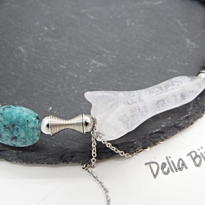 Colier Statement Blue Harmony Jasp Albastru și Cristal de Stâncă Asimetric (cod1418) - bijuterii - coliere - coliere din mărgele - Artynos.ro