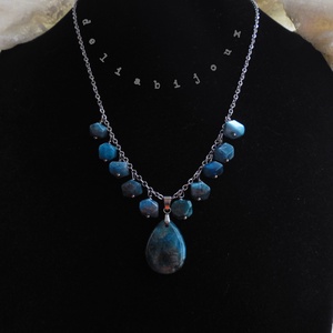 Colier statement din apatit natural - piesă unicat handmade (cod1422) - bijuterii - coliere - coliere din pietre semiprețioase - Artynos.ro