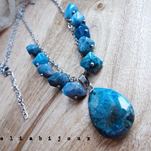 Colier statement din apatit natural - piesa unicat handmade (cod1422) - Artynos.ro