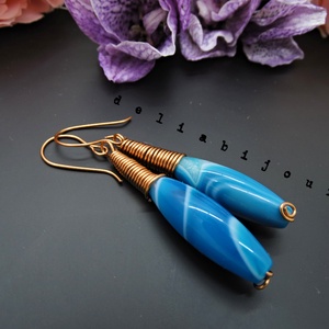 Cercei handmade unicat - agate si cupru (cod750) - bijuterii - cercei - cercei din pietre semiprețioase - Artynos.ro