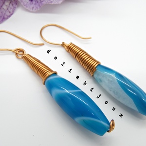 Cercei handmade unicat - agate si cupru (cod750) - bijuterii - cercei - cercei din pietre semiprețioase - Artynos.ro