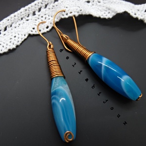 Cercei handmade unicat - agate si cupru (cod750) - bijuterii - cercei - cercei din pietre semiprețioase - Artynos.ro