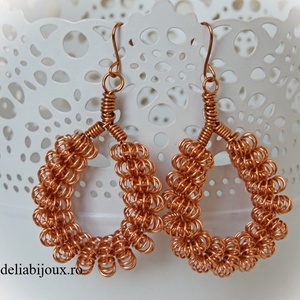 Cercei handmade unicat sarma de cupru (cod593) - bijuterii - cercei - cercei lungi - Artynos.ro