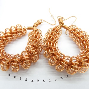Cercei handmade unicat sarma de cupru (cod593) - bijuterii - cercei - cercei lungi - Artynos.ro