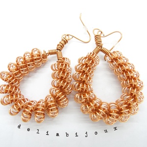 Cercei handmade unicat sarma de cupru (cod593) - bijuterii - cercei - cercei lungi - Artynos.ro