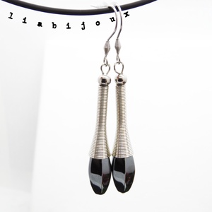 Cercei statement handmade - hematit (cod859) - bijuterii - cercei - cercei lungi - Artynos.ro