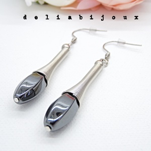 Cercei statement handmade - hematit (cod859) - Artynos.ro