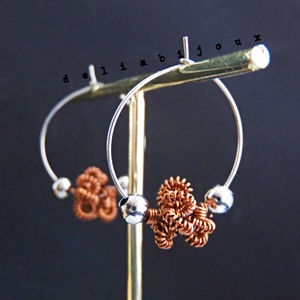 Cercei handmade tip hoop, eleganți și moderni, realizați manual din sârmă de cupru non-tarnish (cod1432) - bijuterii - cercei - cercei hoops - Artynos.ro
