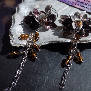 Cercei statement handmade unicat - doze aluminiu reciclate - transformați în buchețele de flori curgătoare (cod1438) - bijuterii - cercei - cercei lungi - Artynos.ro