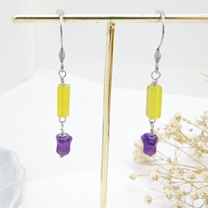 Cercei handmade - ametist si jad (cod1456) - bijuterii - cercei - cercei din pietre semiprețioase - Artynos.ro