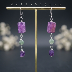 Cercei handmade - ametist si jad (cod1456) - Artynos.ro