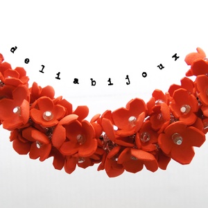 Colier handmade statement unicat -floral - foamiran (cod803) - bijuterii - coliere - coliere din mărgele - Artynos.ro
