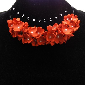 Colier handmade statement unicat -floral - foamiran (cod803) - bijuterii - coliere - coliere din mărgele - Artynos.ro