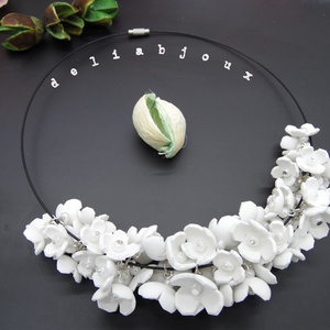 Colier handmade statement unicat -floral - foamiran (cod802) - Artynos.ro