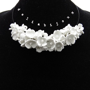 Colier handmade statement unicat -floral - foamiran (cod802) - bijuterii - coliere - coliere din mărgele - Artynos.ro